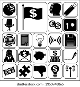 Set of 22 business high quality symbols. Collection. Amazing desing. Vector Illustration.