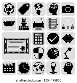 Set of 22 business high quality symbols or icons. Collection. Detailed design. Vector Illustration.