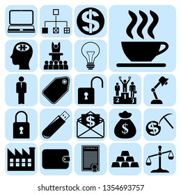 Set of 22 business high quality symbols. Collection. Detailed design. Vector Illustration.