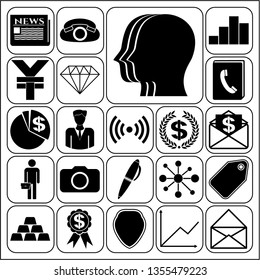 Set of 22 business high quality icons or symbols. Collection. Detailed design. Vector Illustration.