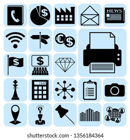 Set of 22 business high quality icons or symbols. Collection. Flat design. Vector Illustration.