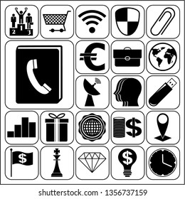Set of 22 business high quality symbols. Collection. Flat design. Vector Illustration.