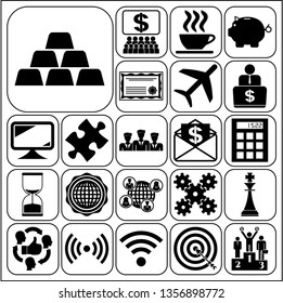 Set of 22 business high quality symbols or icons. Collection. Amazing desing. Vector Illustration.