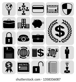 Set of 22 business high quality symbols or icons. Collection. Amazing desing. Vector Illustration.