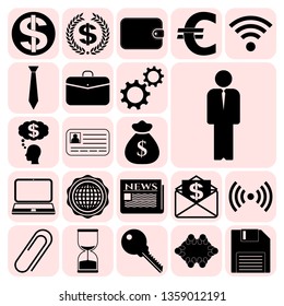 Set of 22 business high quality icons. Collection. Detailed design. Vector Illustration.