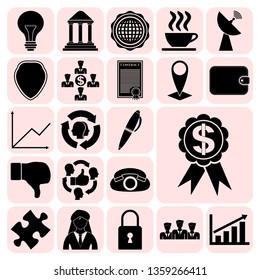 Set of 22 business high quality symbols. Collection. Detailed design. Vector Illustration.