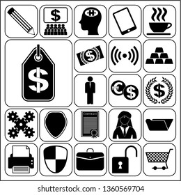 Set of 22 business high quality icons. Collection. Detailed design. Vector Illustration.