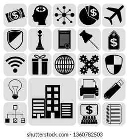 Set of 22 business high quality icons or symbols. Collection. Amazing desing. Vector Illustration.