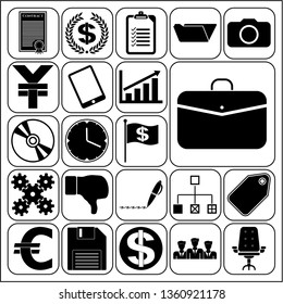 Set of 22 business high quality symbols or icons. Collection. Amazing desing. Vector Illustration.