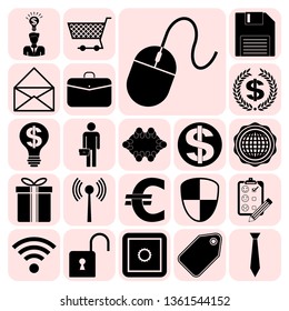 Set of 22 business high quality symbols or icons. Collection. Detailed design. Vector Illustration.