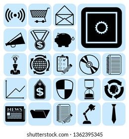 Set of 22 business high quality symbols or icons. Collection. Amazing desing. Vector Illustration.