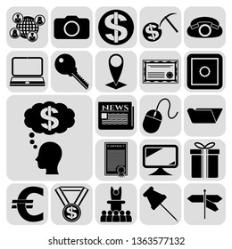 Set of 22 business high quality icons or symbols. Collection. Flat design. Vector Illustration.