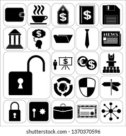 Set of 22 business high quality symbols. Collection. Flat design. Vector Illustration.