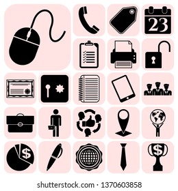 Set of 22 business high quality symbols. Collection. Flat design. Vector Illustration.