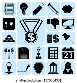 Set of 22 business high quality symbols or icons. Collection. Detailed design. Vector Illustration.