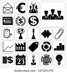 Set of 22 business high quality icons. Collection. Detailed design. Vector Illustration.