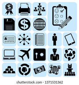 Set of 22 business high quality icons or symbols. Collection. Detailed design. Vector Illustration.