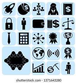 Set of 22 business high quality icons or symbols. Collection. Amazing desing. Vector Illustration.