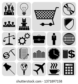 Set of 22 business high quality symbols or icons. Collection. Amazing desing. Vector Illustration.