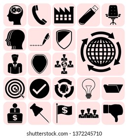 Set of 22 business high quality symbols or icons. Collection. Flat design. Vector Illustration.