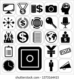 Set of 22 business high quality symbols or icons. Collection. Amazing desing. Vector Illustration.
