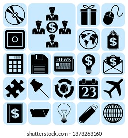 Set of 22 business high quality icons or symbols. Collection. Detailed design. Vector Illustration.