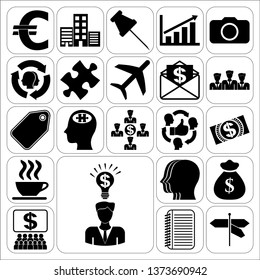 Set of 22 business high quality icons or symbols. Collection. Amazing desing. Vector Illustration.