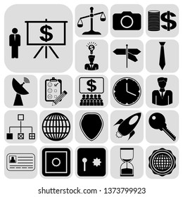 Set of 22 business high quality symbols or icons. Collection. Flat design. Vector Illustration.