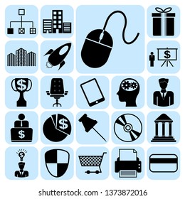 Set of 22 business high quality symbols or icons. Collection. Detailed design. Vector Illustration.