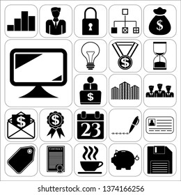 Set of 22 business high quality icons or symbols. Collection. Amazing desing. Vector Illustration.