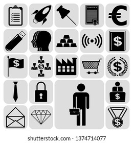 Set of 22 business high quality symbols. Collection. Flat design. Vector Illustration.
