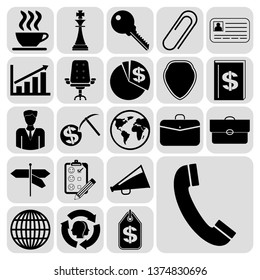 Set of 22 business high quality symbols or icons. Collection. Flat design. Vector Illustration.