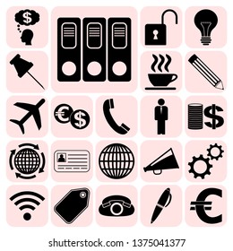 Set of 22 business high quality symbols. Collection. Detailed design. Vector Illustration.