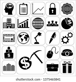 Set of 22 business high quality icons or symbols. Collection. Detailed design. Vector Illustration.