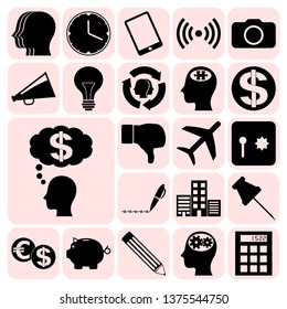 Set of 22 business high quality symbols or icons. Collection. Detailed design. Vector Illustration.