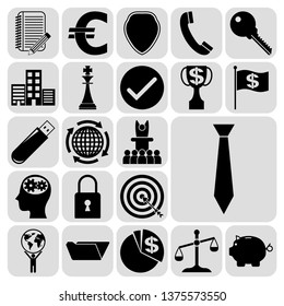 Set of 22 business high quality icons or symbols. Collection. Flat design. Vector Illustration.