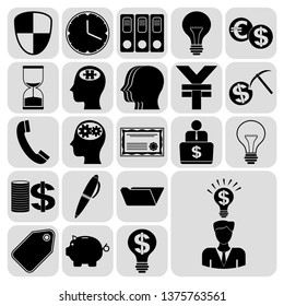 Set of 22 business high quality symbols. Collection. Flat design. Vector Illustration.