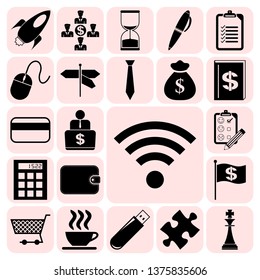Set of 22 business high quality symbols or icons. Collection. Detailed design. Vector Illustration.