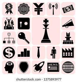 Set of 22 business high quality icons or symbols. Collection. Detailed design. Vector Illustration.