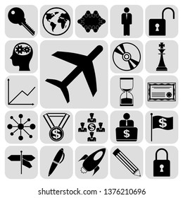 Set of 22 business high quality symbols or icons. Collection. Detailed design. Vector Illustration.