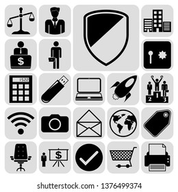 Set of 22 business high quality symbols. Collection. Flat design. Vector Illustration.