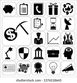 Set of 22 business high quality symbols. Collection. Detailed design. Vector Illustration.