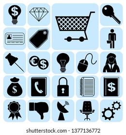 Set of 22 business high quality symbols. Collection. Detailed design. Vector Illustration.