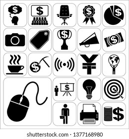 Set of 22 business high quality symbols. Collection. Flat design. Vector Illustration.