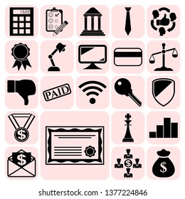 Set of 22 business high quality icons or symbols. Collection. Detailed design. Vector Illustration.