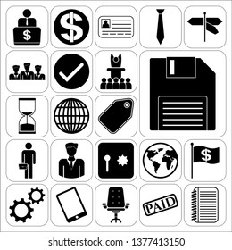 Set of 22 business high quality icons or symbols. Collection. Detailed design. Vector Illustration.