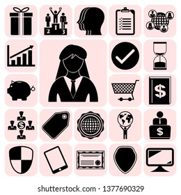 Set of 22 business high quality icons or symbols. Collection. Detailed design. Vector Illustration.
