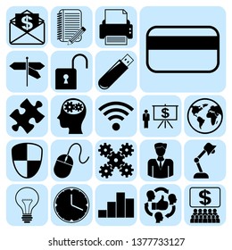 Set of 22 business high quality icons. Collection. Flat design. Vector Illustration.