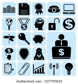 Set of 22 business high quality symbols or icons. Collection. Detailed design. Vector Illustration.