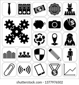 Set of 22 business high quality symbols or icons. Collection. Amazing desing. Vector Illustration.